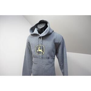 John Deere Hoodie Fleece Gray Performance Athletic Mens Size Medium